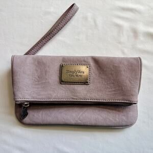 Simply Vera Wang foldover clutch wristlet purse bag in Grey/Light Violet